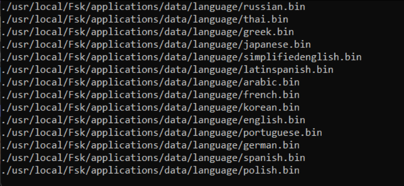Language files listing